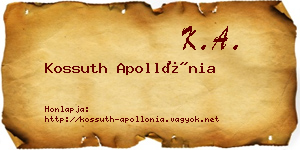 Kossuth Apollónia névjegykártya